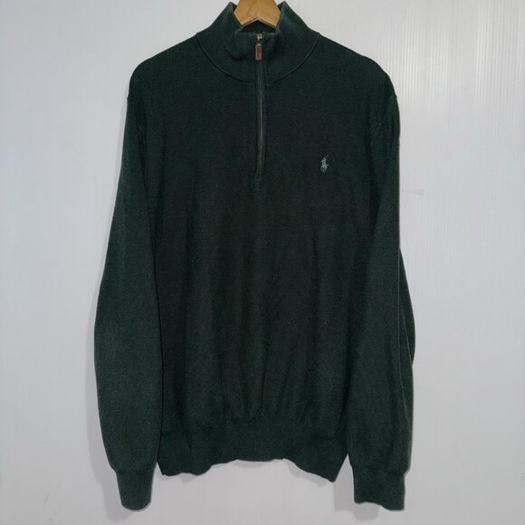 Polo Ralph Lauren Other - Polo Ralph Lauren Sweater Mens XXL Green 100% Pima Cotton 1/4 Zip Pullover